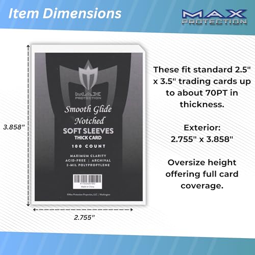 Max Protection Notched Penny Sleeves – 100 Pack Acid-Free Archival Safe Clear Card Holders