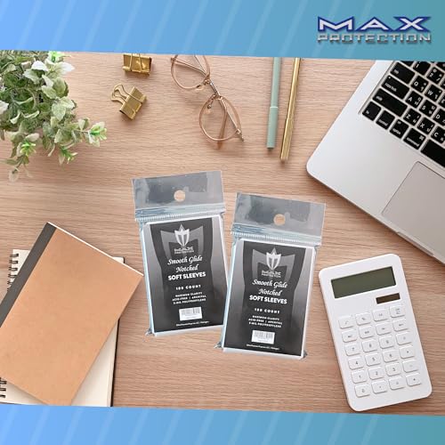 Max Protection Notched Penny Sleeves – 100 Pack Acid-Free Archival Safe Clear Card Holders