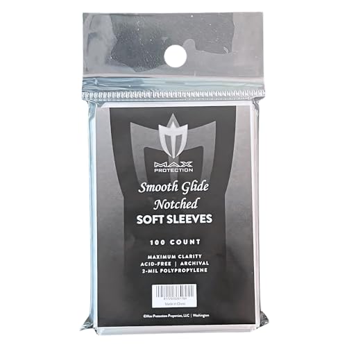 Max Protection Notched Penny Sleeves – 100 Pack Acid-Free Archival Safe Clear Card Holders