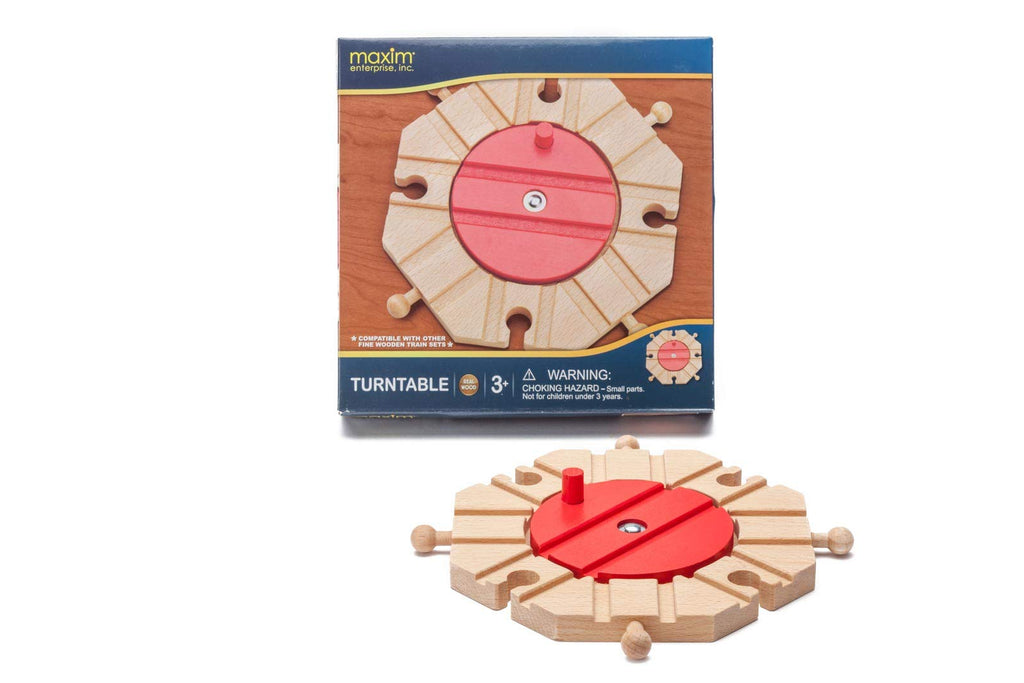 Maxim Enterprise Wood Railway Turntable - 8-Way Wooden Train Track Accessory for Kids Ages 3-8, Compatible with Thomas & Friends, BRIO, Melissa and Doug