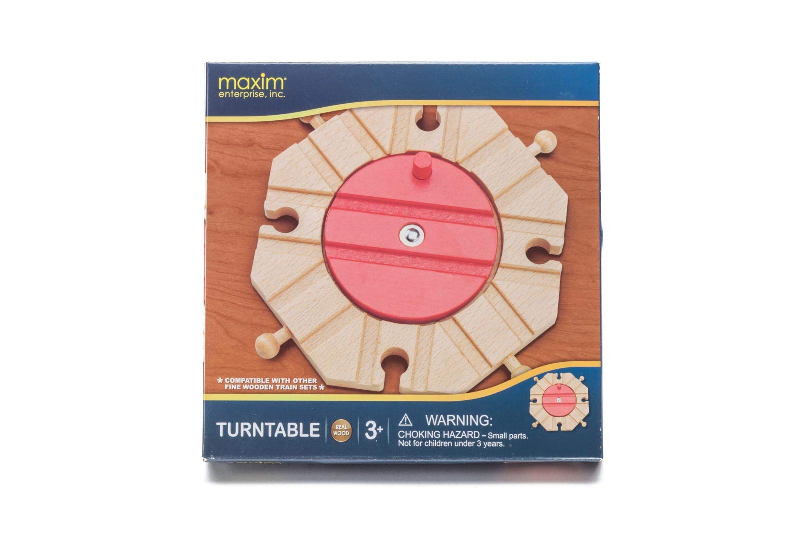 Maxim Enterprise Wood Railway Turntable - 8-Way Wooden Train Track Accessory for Kids Ages 3-8, Compatible with Thomas & Friends, BRIO, Melissa and Doug