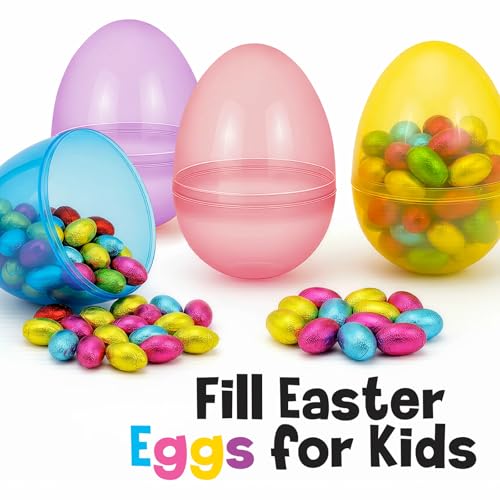 MAXYGIFT 6-Inch Large Plastic Easter Eggs, 12-Pack - Fillable Pastel Eggs for Hunts, Candy & Basket Stuffers