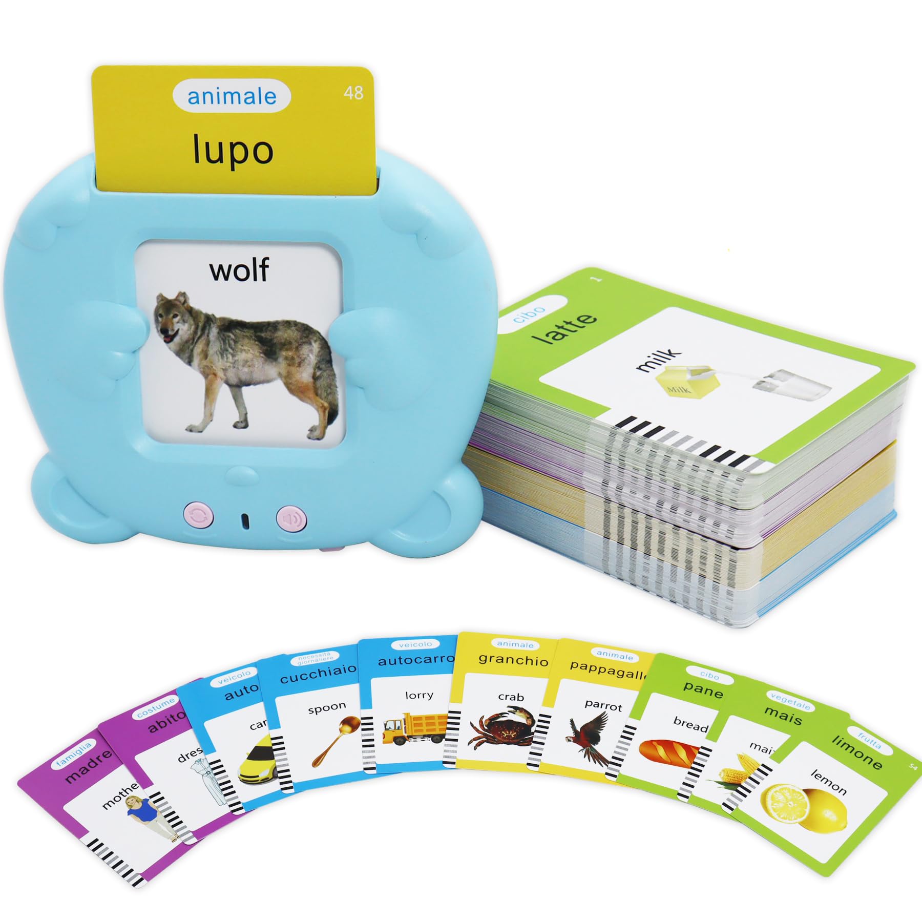 MAYAPHILOS Italian and English Talking Flash Cards - 510 Sight Words with 31 Themes for Ages 2-6