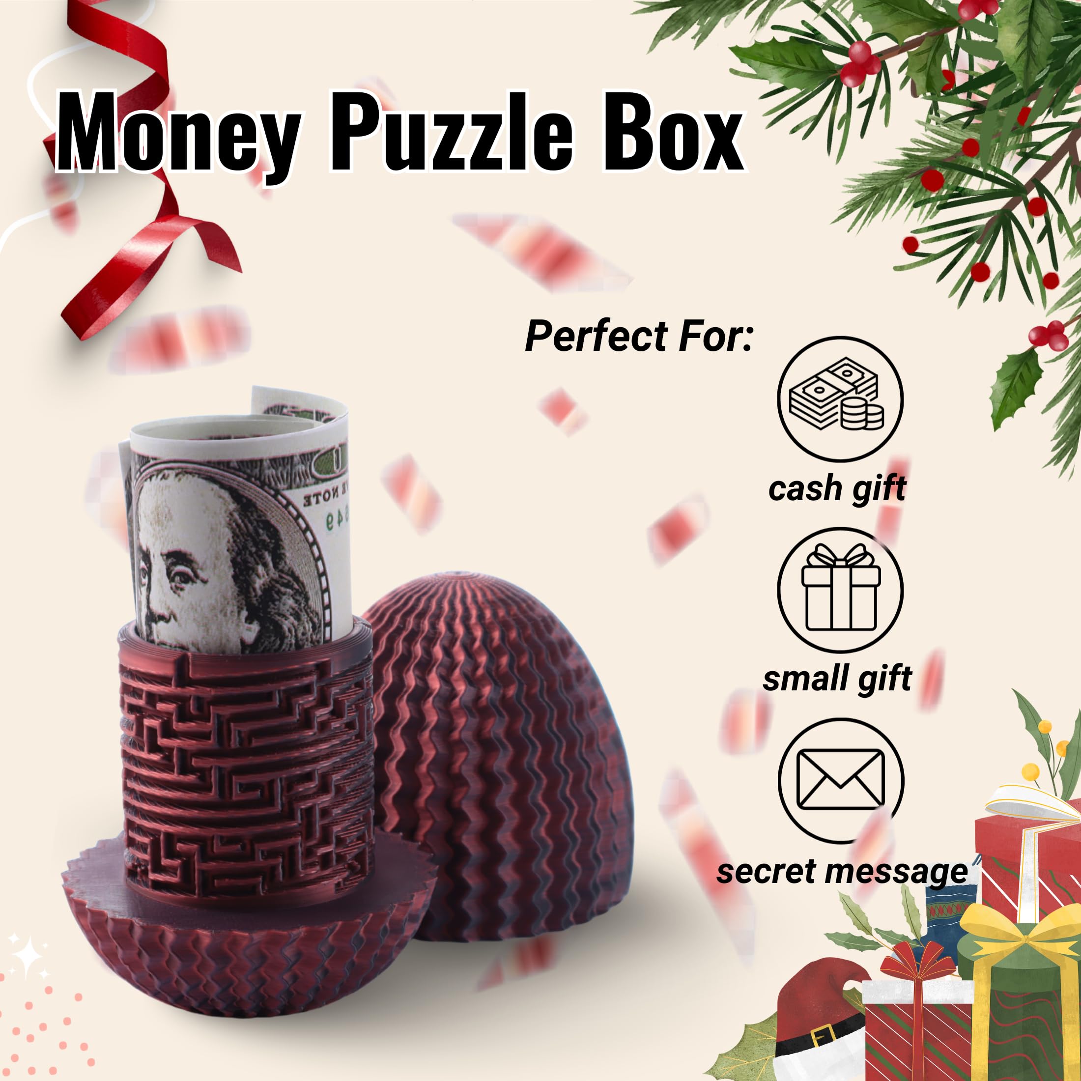 Maze Egg Money Puzzle Gift Box – 3D Printed Brain Teaser with Secret Cash Chamber (Galapopo)