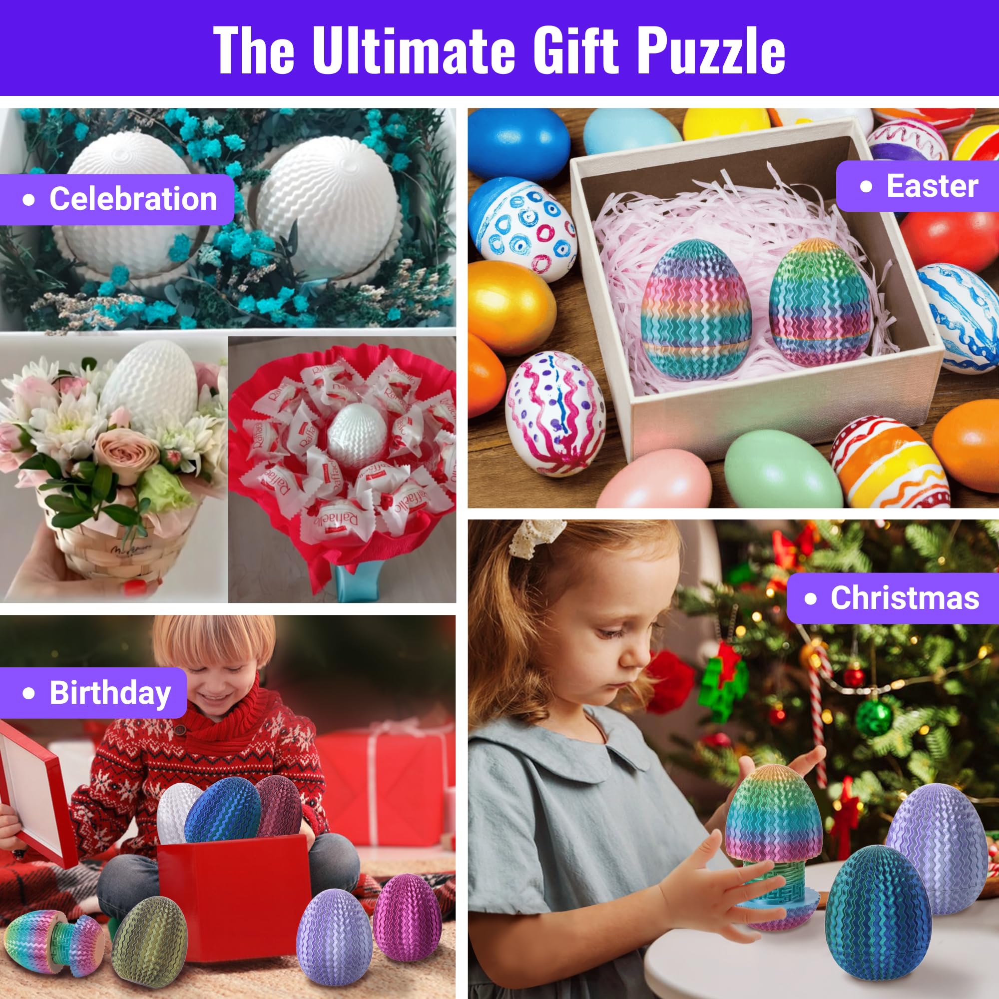 Maze Egg Money Puzzle Gift Box – 3D Printed Brain Teaser with Secret Cash Chamber (Galapopo)
