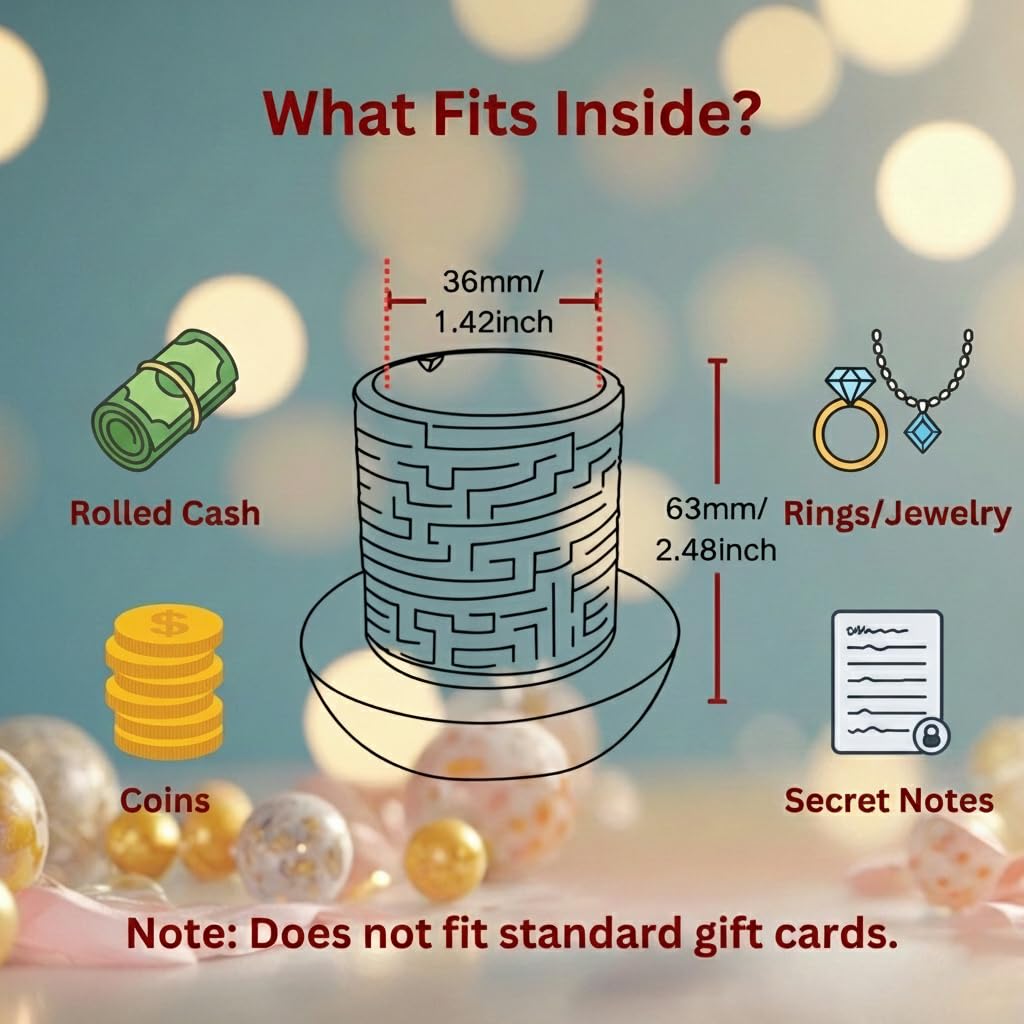 Maze Puzzle Box for Money Gifts – Egg-Shaped Secret Compartment Cash Holder with Brain Teaser