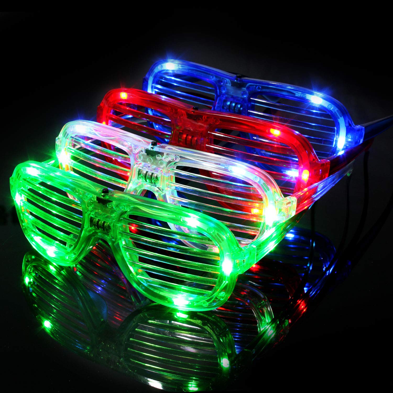 M.best 4 Pack LED Glasses: 4 Colors, 3 Modes, One Size Fits Most