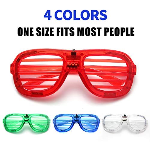 M.best 4 Pack LED Glasses: 4 Colors, 3 Modes, One Size Fits Most