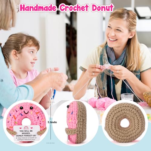 MBL Hand-Crocheted Donut Retirement Gift with 'Donut Forget Us' Message - 3.1 Inch Plush Keepsake for Women or Men