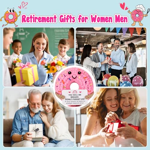 MBL Hand-Crocheted Donut Retirement Gift with 'Donut Forget Us' Message - 3.1 Inch Plush Keepsake for Women or Men