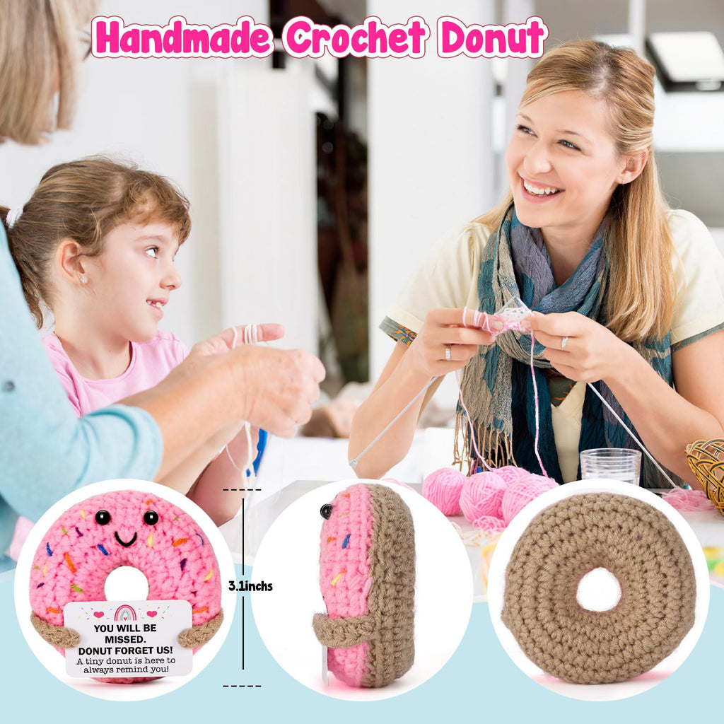 MBL Hand-Crocheted Donut Retirement Gift with 'Donut Forget Us' Message - 3.1 Inch Plush Keepsake for Women or Men