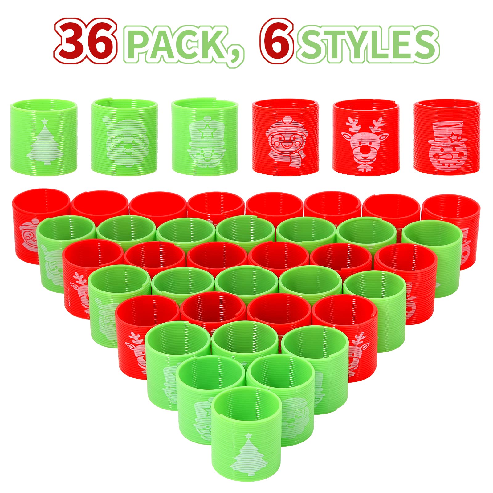 Mchochy 36-Pack Christmas Coil Springs – Assorted Magic Spring Toys for Kids Stocking Stuffers and Party Favors