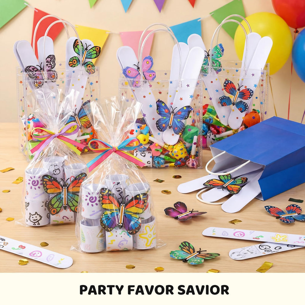 MCPINKY 72pk White Slap Bracelets, DIY Paintable Snap Wristbands for Kids Party Favors & Classroom Rewards