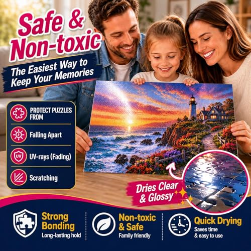 MCTRHG 200ml Clear Puzzle Glue with Applicators – Non-Toxic, Quick Dry, Water-Soluble for 500–5000 Piece Puzzles