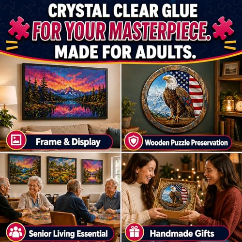 MCTRHG 200ml Clear Puzzle Glue with Applicators – Non-Toxic, Quick Dry, Water-Soluble for 500–5000 Piece Puzzles