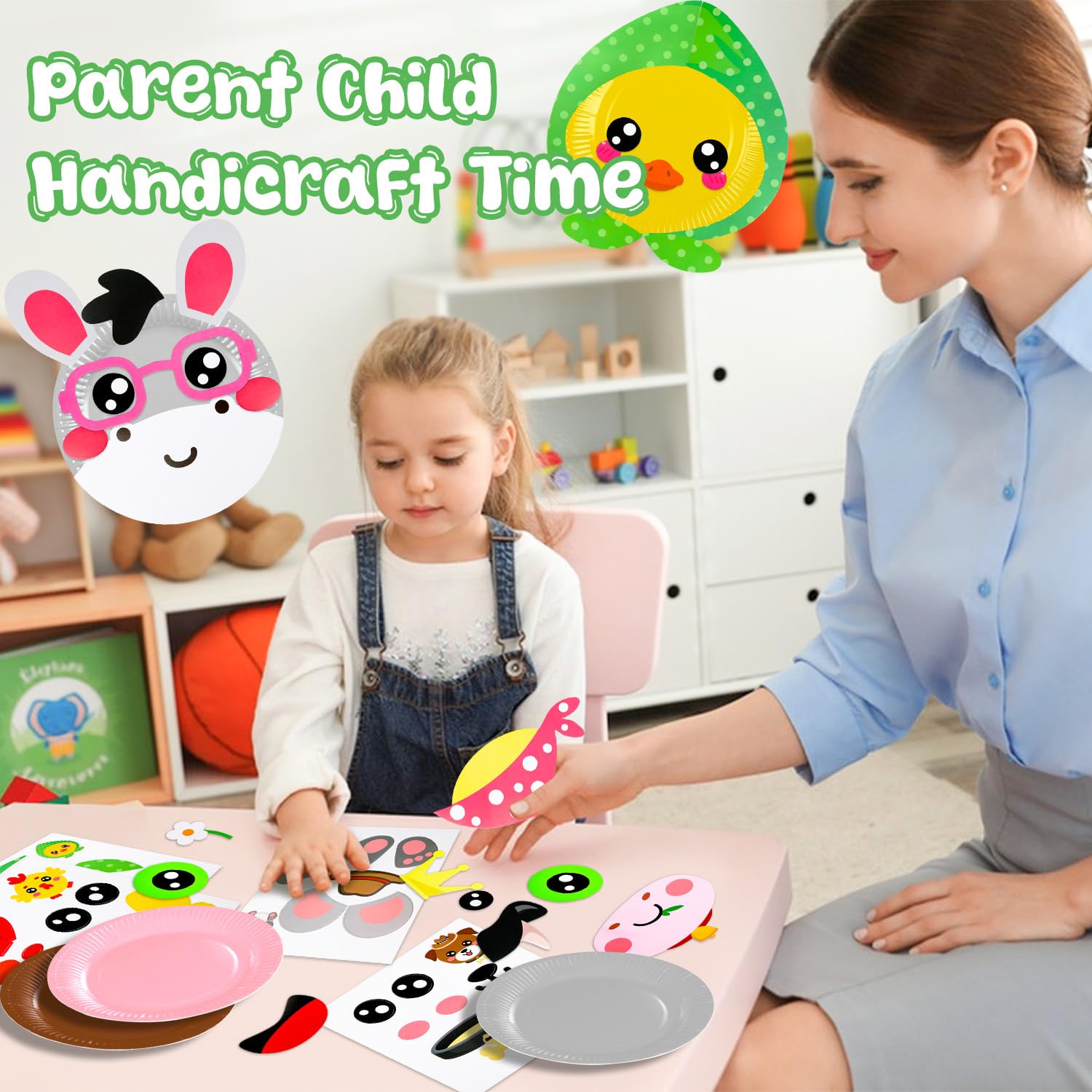 MDCGFOD 16 Pack Animal Paper Plate Craft Kit for Kids Ages 3-6 - Farm Theme DIY Art Project for Parties, Preschool, Classroom
