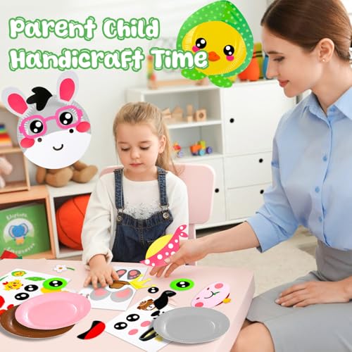 MDCGFOD 16 Pack Animal Paper Plate Craft Kit for Kids Ages 3-6 - Farm Theme DIY Art Project for Parties, Preschool, Classroom