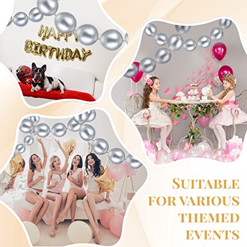 Meanplan 100 Pack 10-Inch Metallic Silver Link Balloons with Tails for Arches and Garlands