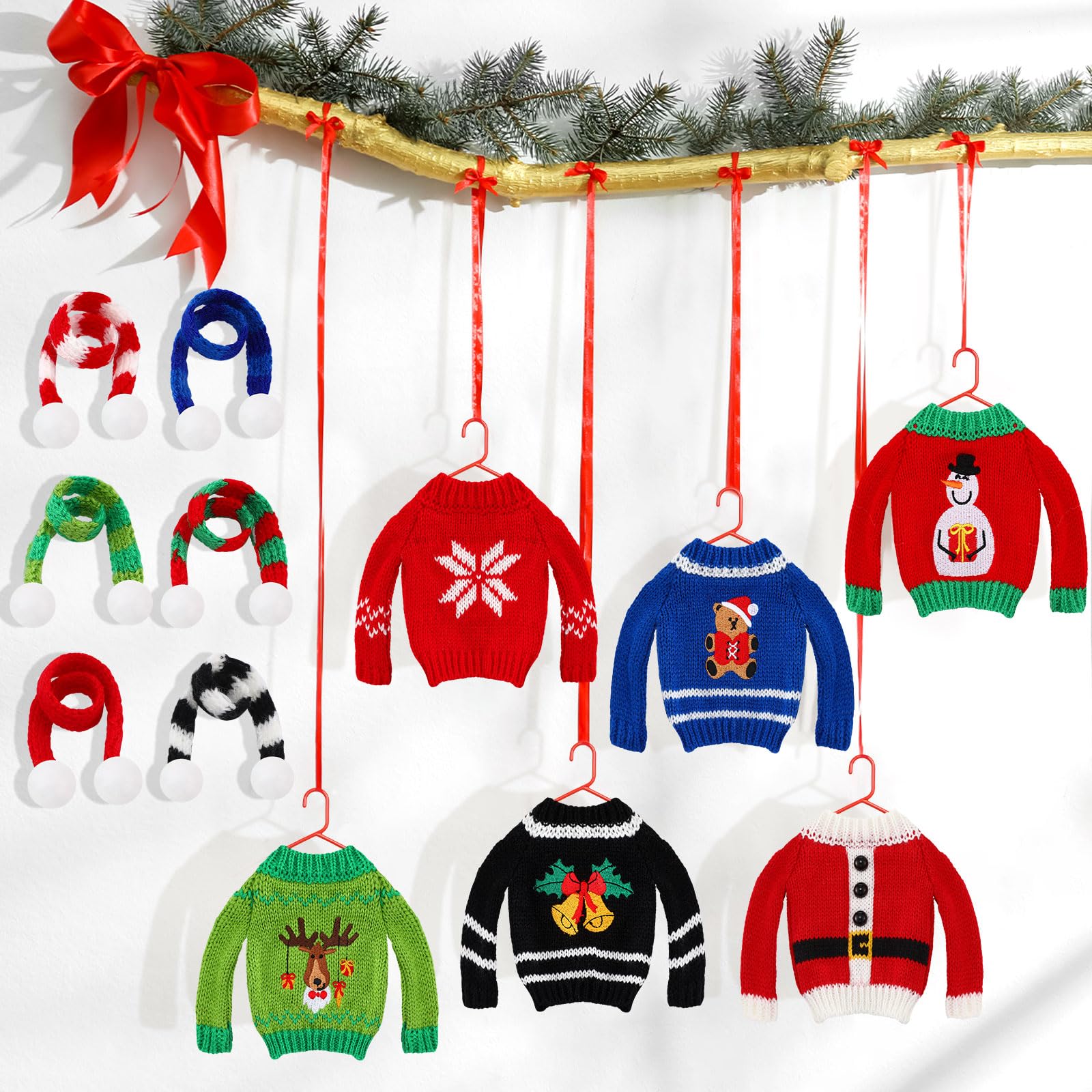 Meanplan 12-Piece Christmas Doll Clothes Set – Knitted Sweaters & Scarves for 11.5-Inch Dolls