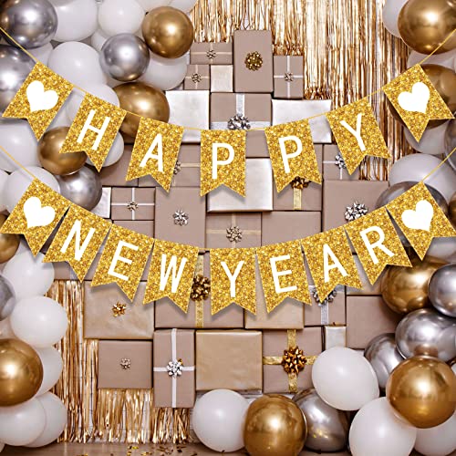 Meanplan 124-Piece DIY Letter Banner Kit - Gold Glitter Customizable Reusable Party Decor