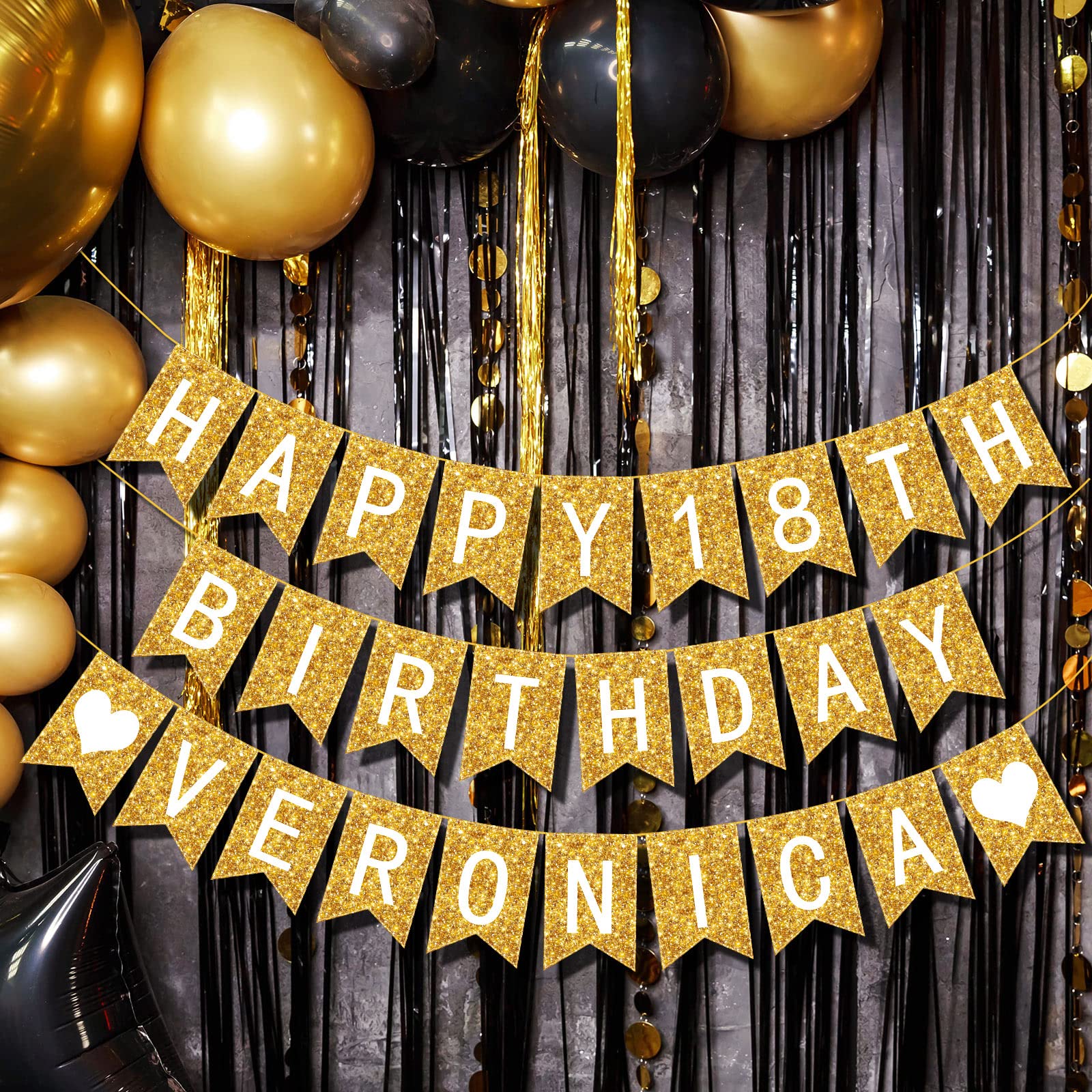 Meanplan 124-Piece DIY Letter Banner Kit - Gold Glitter Customizable Reusable Party Decor