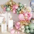 MEBAY 141-Piece Sage Green Balloon Arch Kit with Pink, Gold, and White