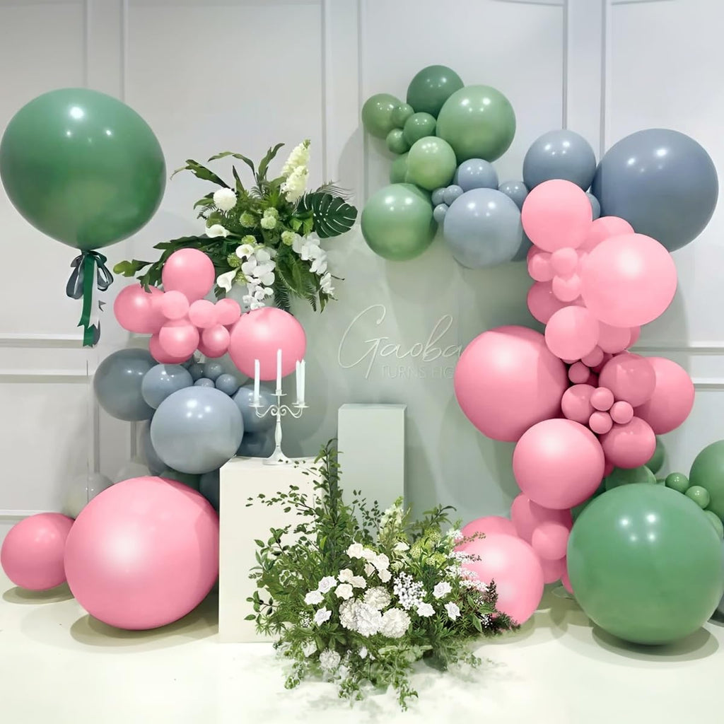 MEBAY 141-Piece Sage Green Balloon Arch Kit with Pink, Gold, and White