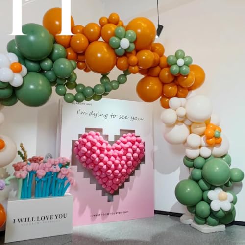 MEBAY 141-Piece Sage Green & Orange Balloon Arch Kit for Party Decor