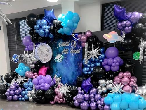 MEBAY 146-Piece Balloon Garland Arch Kit: Grey Violet, Maca Purple & Chrome Gold Latex Balloons for Parties