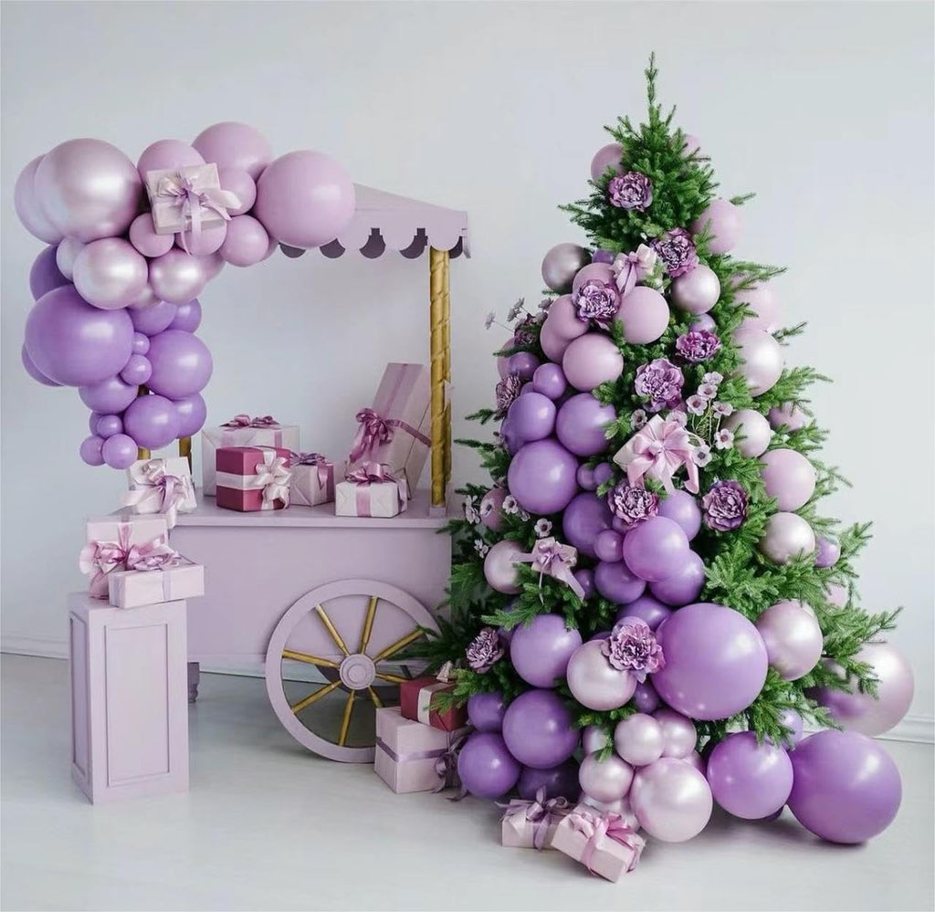 MEBAY 146-Piece Balloon Garland Arch Kit: Grey Violet, Maca Purple & Chrome Gold Latex Balloons for Parties