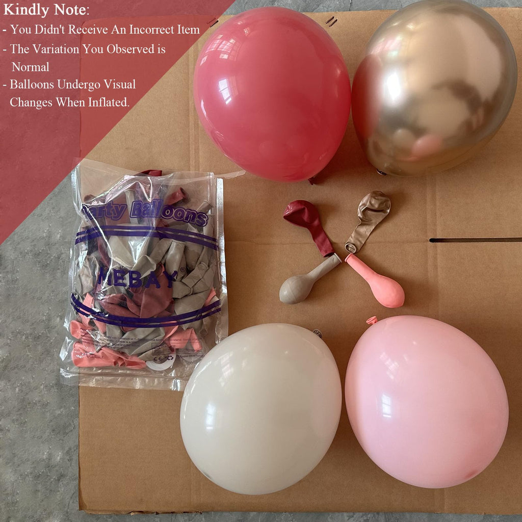 MEBAY 146-Piece Retro Rose Baby Pink Champagne White Sand Balloon Garland Arch Kit for Party Decorations