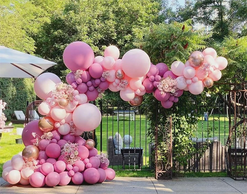 MEBAY 146-Piece Retro Rose Baby Pink Champagne White Sand Balloon Garland Arch Kit for Party Decorations