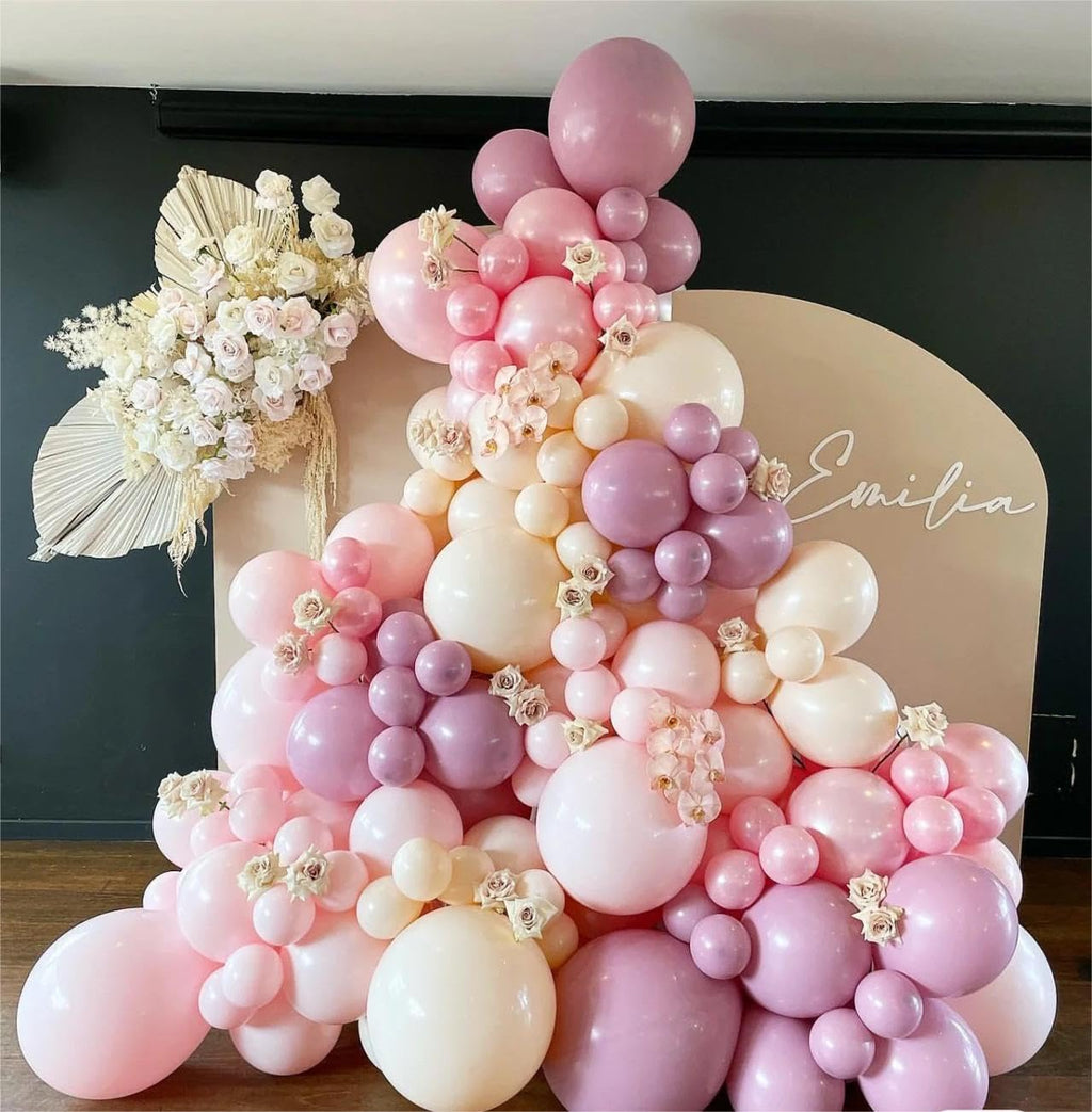 MEBAY 146-Piece Retro Rose Baby Pink Champagne White Sand Balloon Garland Arch Kit for Party Decorations