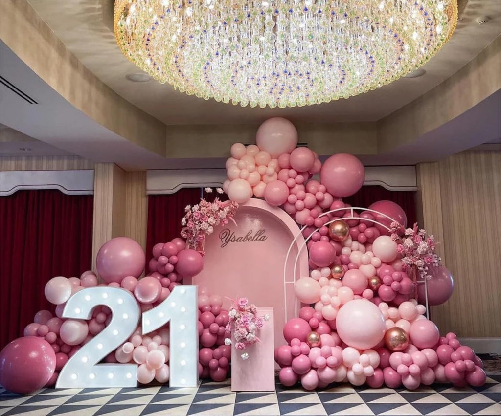 MEBAY 146-Piece Retro Rose Baby Pink Champagne White Sand Balloon Garland Arch Kit for Party Decorations