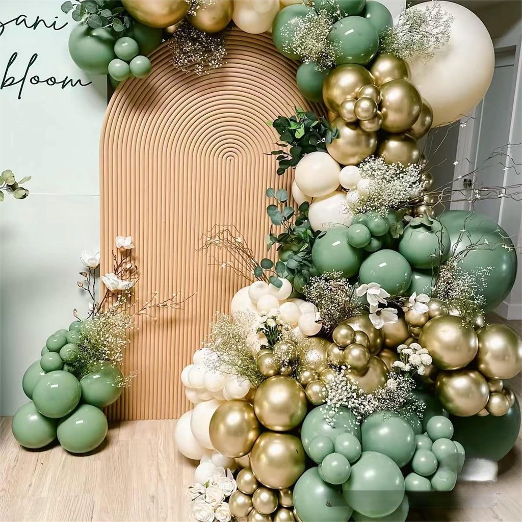 MEBAY 146-Piece Sage Green White Gold Balloon Garland Arch Kit – Latex Balloons in 18, 12, 10, 5 Inch Sizes for Baby Shower, Gender Reveal, Birthday Party Decor