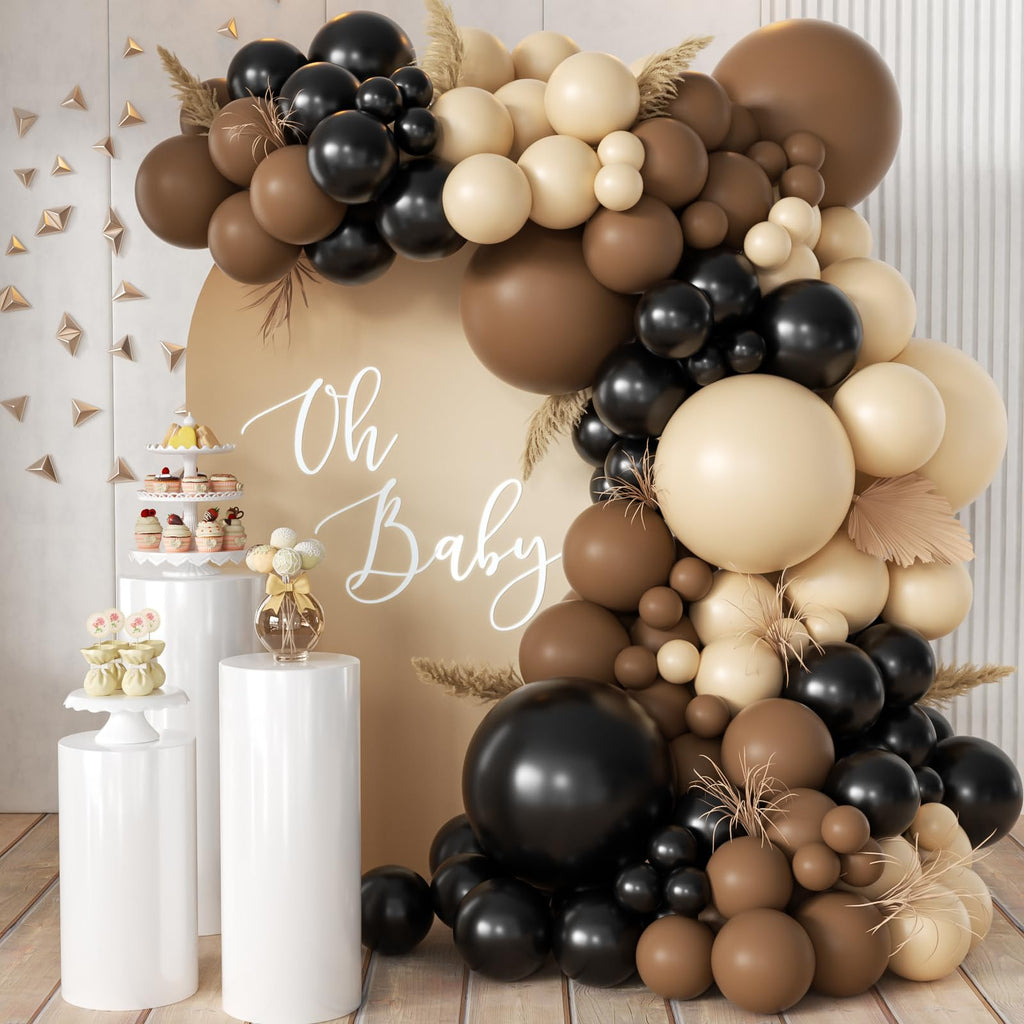 MEBAY 155-Piece Howdy Western Balloon Garland Arch Kit – Black, Brown & Nude – for Rodeo, Farm Birthday, Country Party Decor