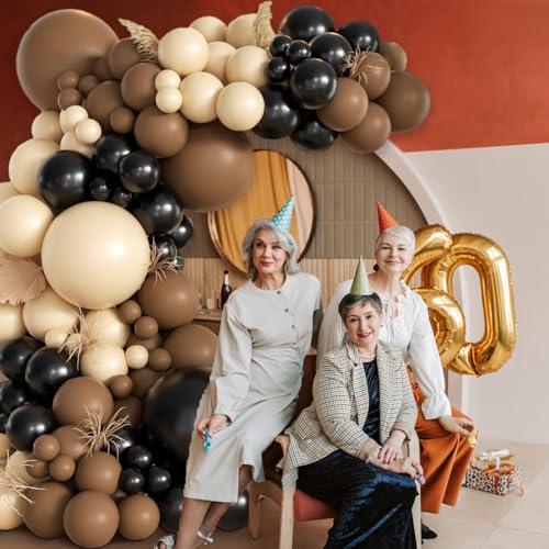 MEBAY 155-Piece Howdy Western Balloon Garland Arch Kit – Black, Brown & Nude – for Rodeo, Farm Birthday, Country Party Decor