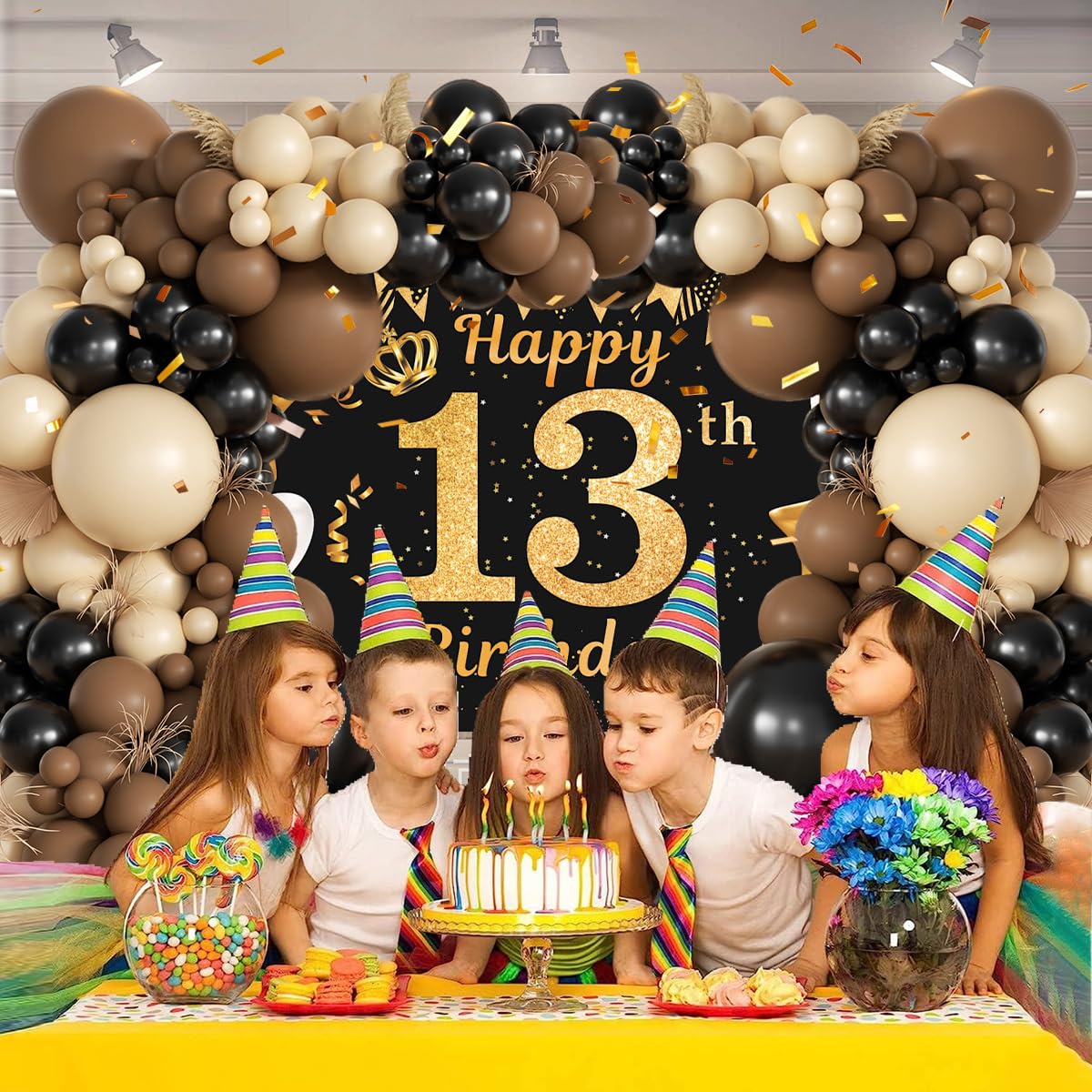 MEBAY 155-Piece Howdy Western Balloon Garland Arch Kit – Black, Brown & Nude – for Rodeo, Farm Birthday, Country Party Decor