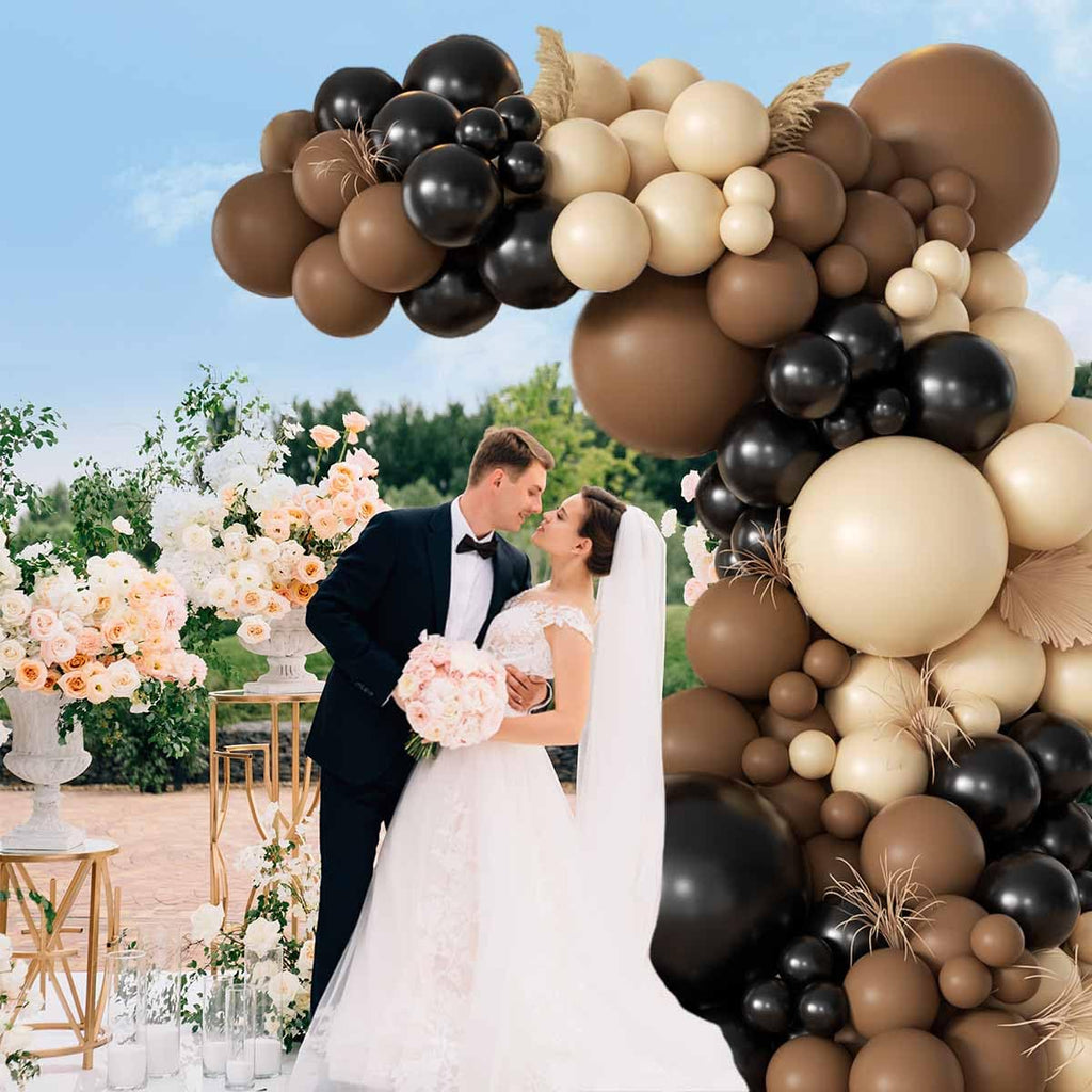 MEBAY 155-Piece Howdy Western Balloon Garland Arch Kit – Black, Brown & Nude – for Rodeo, Farm Birthday, Country Party Decor
