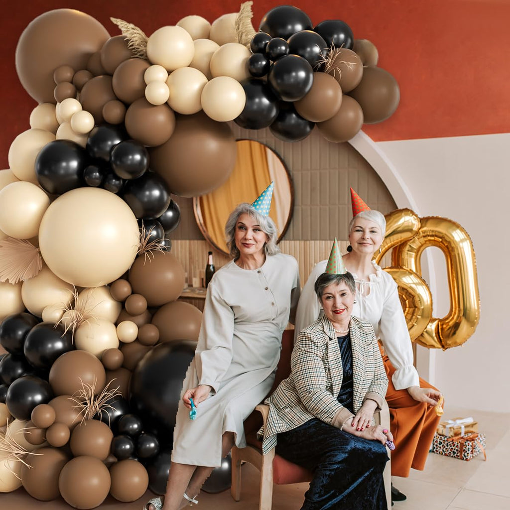 MEBAY 155-Piece Howdy Western Balloon Garland Arch Kit – Black, Brown & Nude – for Rodeo, Farm Birthday, Country Party Decor