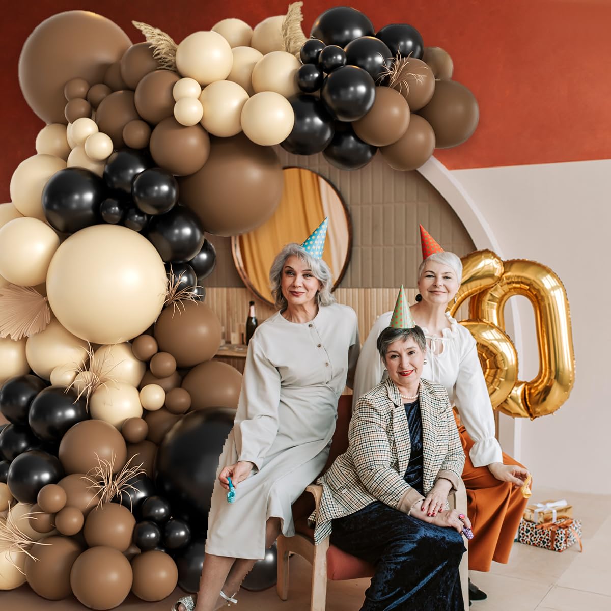 MEBAY 155-Piece Howdy Western Balloon Garland Arch Kit – Black, Brown & Nude – for Rodeo, Farm Birthday, Country Party Decor
