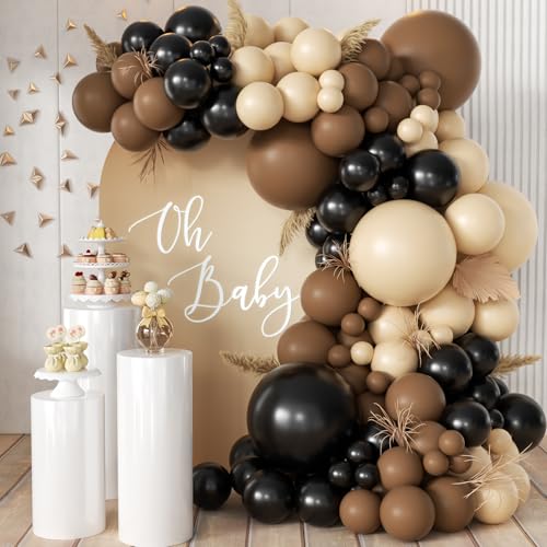 MEBAY 155-Piece Howdy Western Balloon Garland Arch Kit – Black, Brown & Nude – for Rodeo, Farm Birthday, Country Party Decor