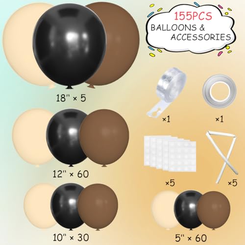 MEBAY 155-Piece Howdy Western Balloon Garland Arch Kit – Black, Brown & Nude – for Rodeo, Farm Birthday, Country Party Decor
