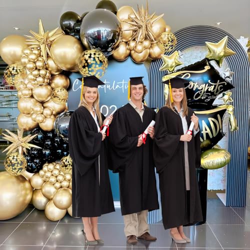 MEBAY 155Pcs Black and Gold Balloon Arch Kit with Confetti – Graduation, Birthday, Wedding Party Decor