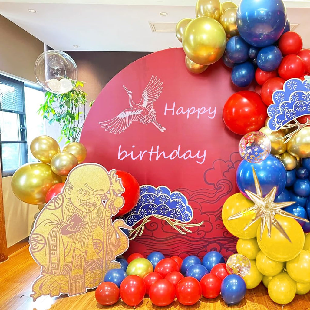 MEBAY 156-Piece Blue Yellow Red Gold Balloon Arch Kit with 4D Stars for Party Decorations