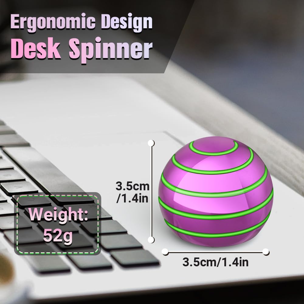 Mechaniker Luminous Desk Spinning Ball – Glow in Dark Fidget Toy for Stress Relief (Pink)