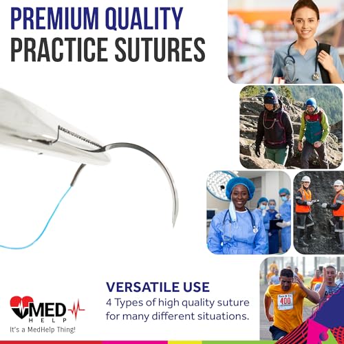 MedHelp 24-Pack Suture Practice Kit – Mixed 2/0, 3/0, 4/0 Threads with Needles, Educational Training Only