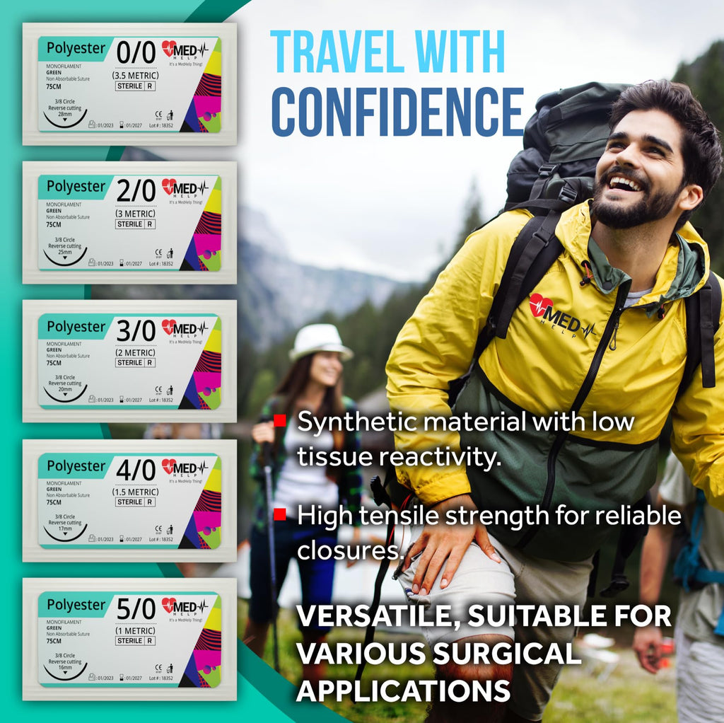 MedHelp 24-Pack Suture Practice Kit – Mixed 2/0, 3/0, 4/0 Threads with Needles, Educational Training Only