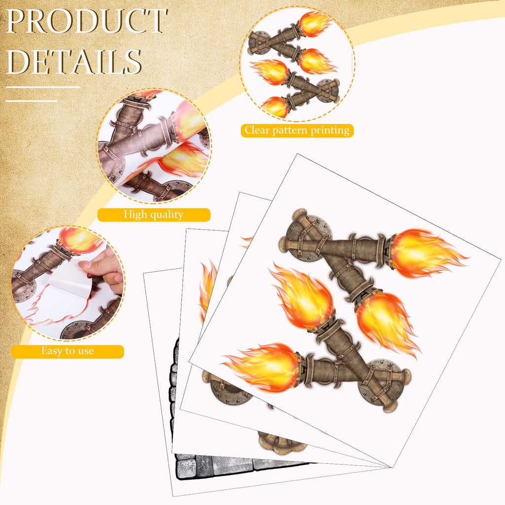 Medieval Castle Party Decorations: 11-Piece Set with Brick Tablecloth and Window & Torch Stickers