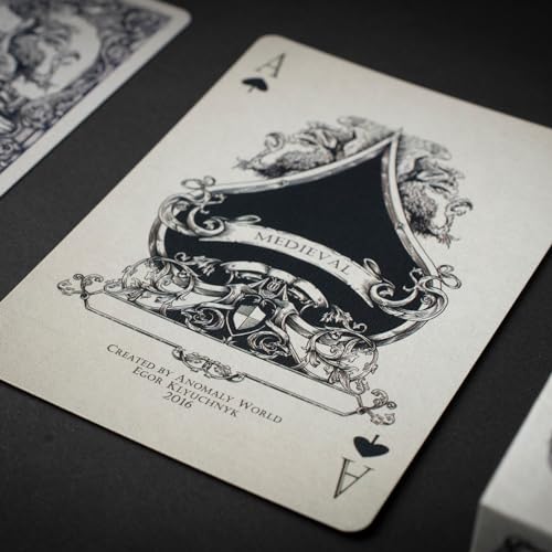 Medieval Playing Cards with Red Wax Seal & Free eBook – Premium Black Poker Deck by Elephant Playing Cards